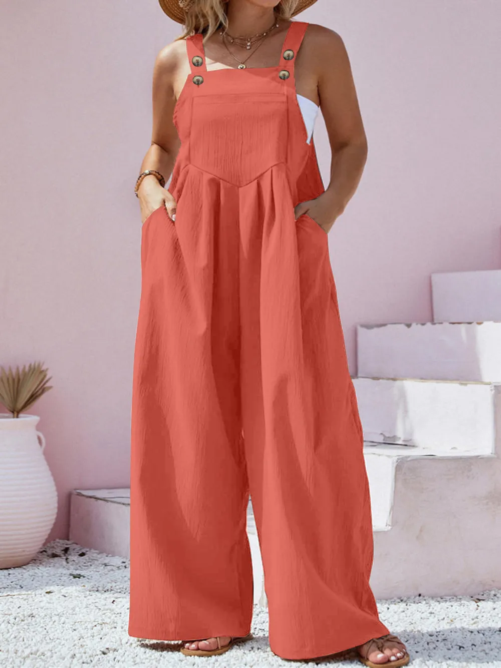 Plus Size Square Neck Wide Leg Overalls, image 11
