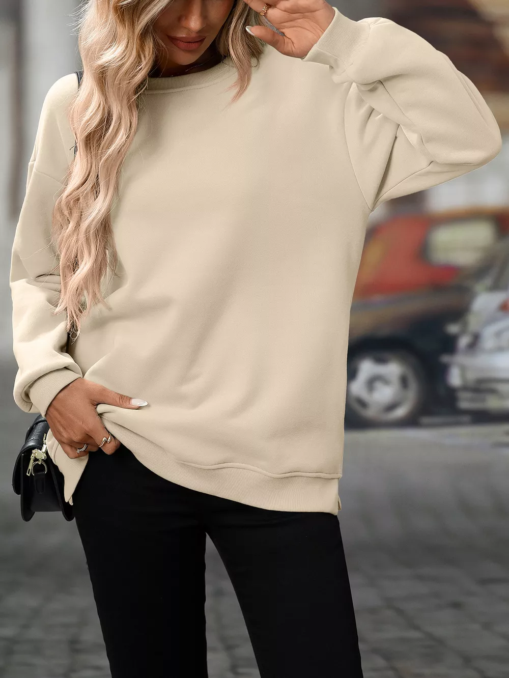 Casual Solid Color Long Sleeve Sweatshirt, image 9