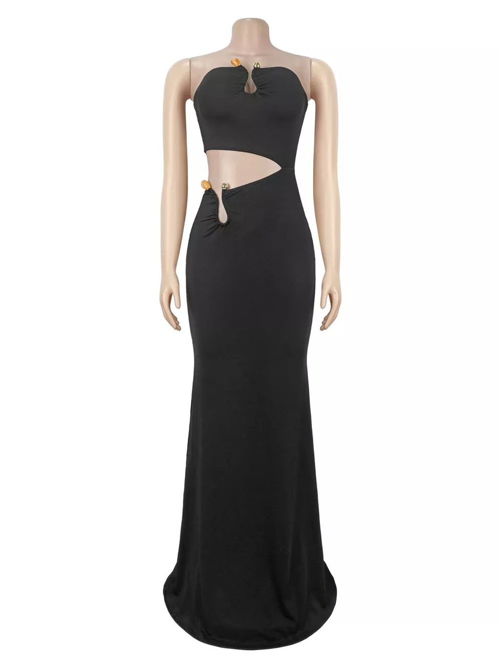 Strapless Cut-out Maxi Dress with Ruched Detail, image 8
