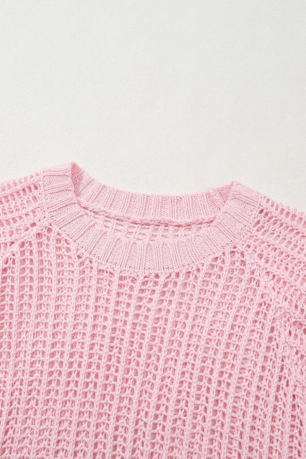 Hollow-out Crochet Side Tied Short Sleeve Knit Cover Up, image 8