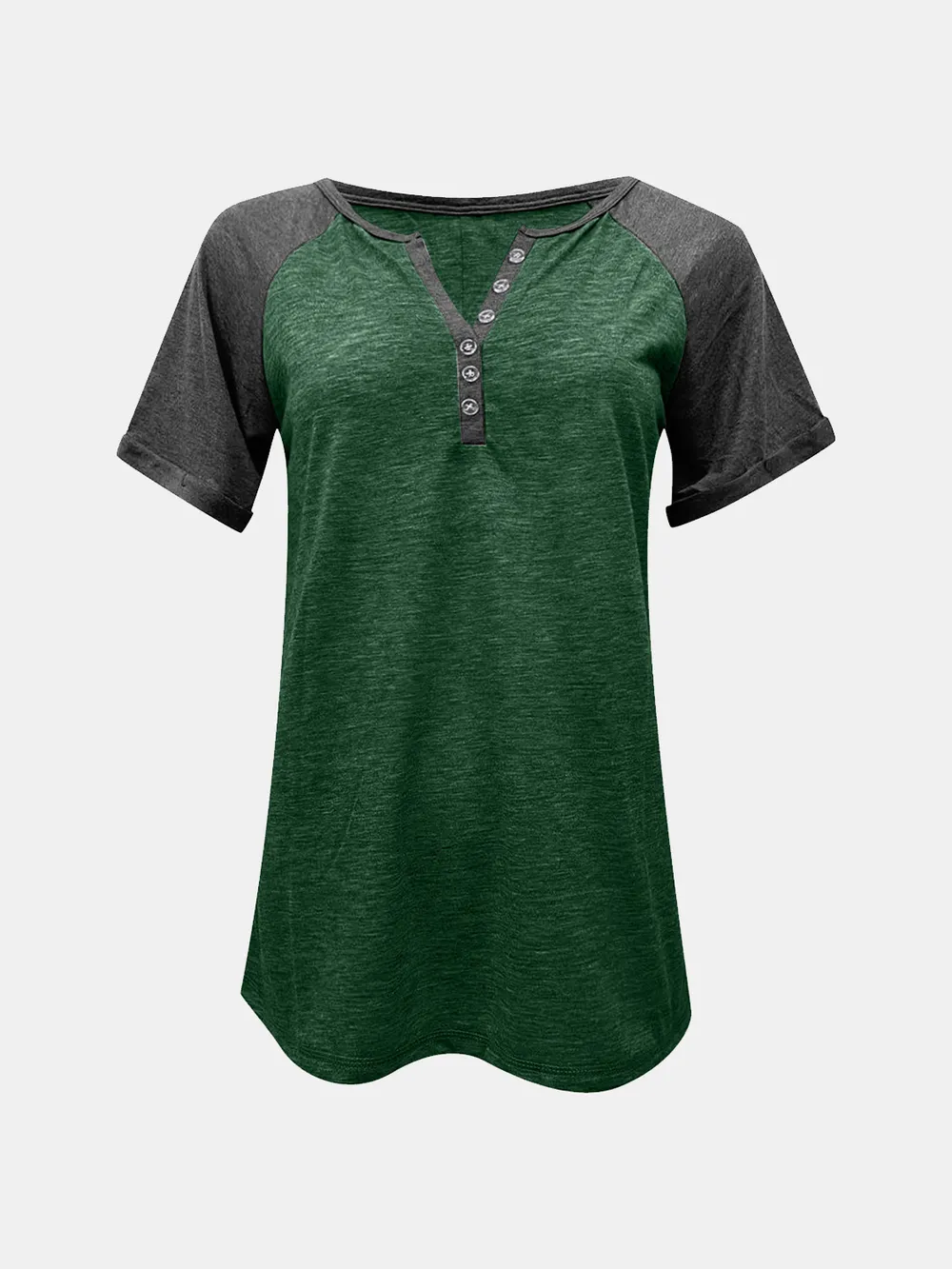 Contrast Notched Short Sleeve T-Shirt, image 10