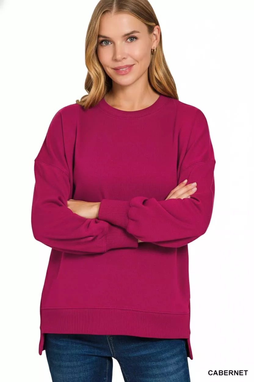Fleece Hi-low Boyfriend Sweatshirts with Pockets