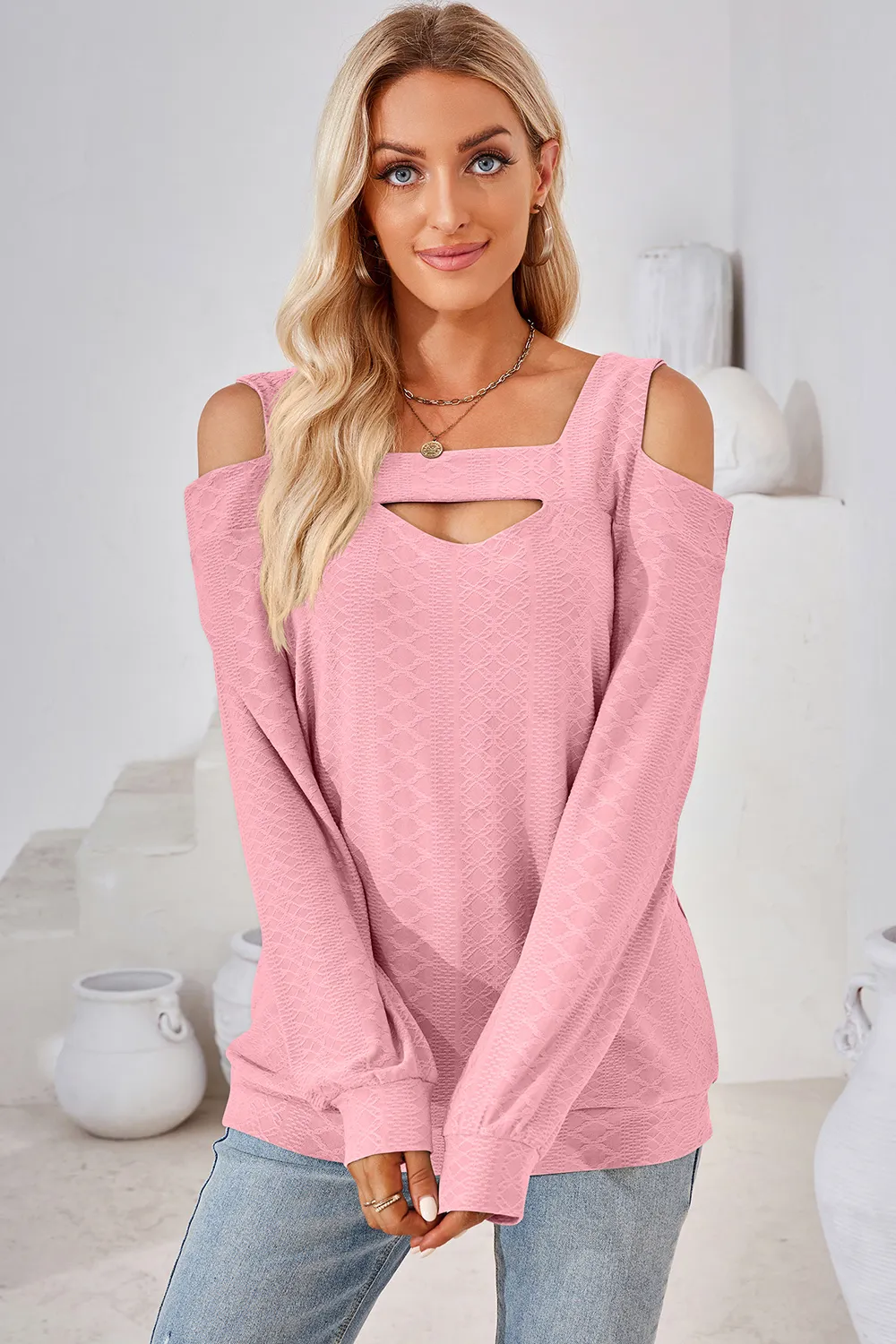 Cutout Square Neck Cold Shoulder T-Shirt, image 7