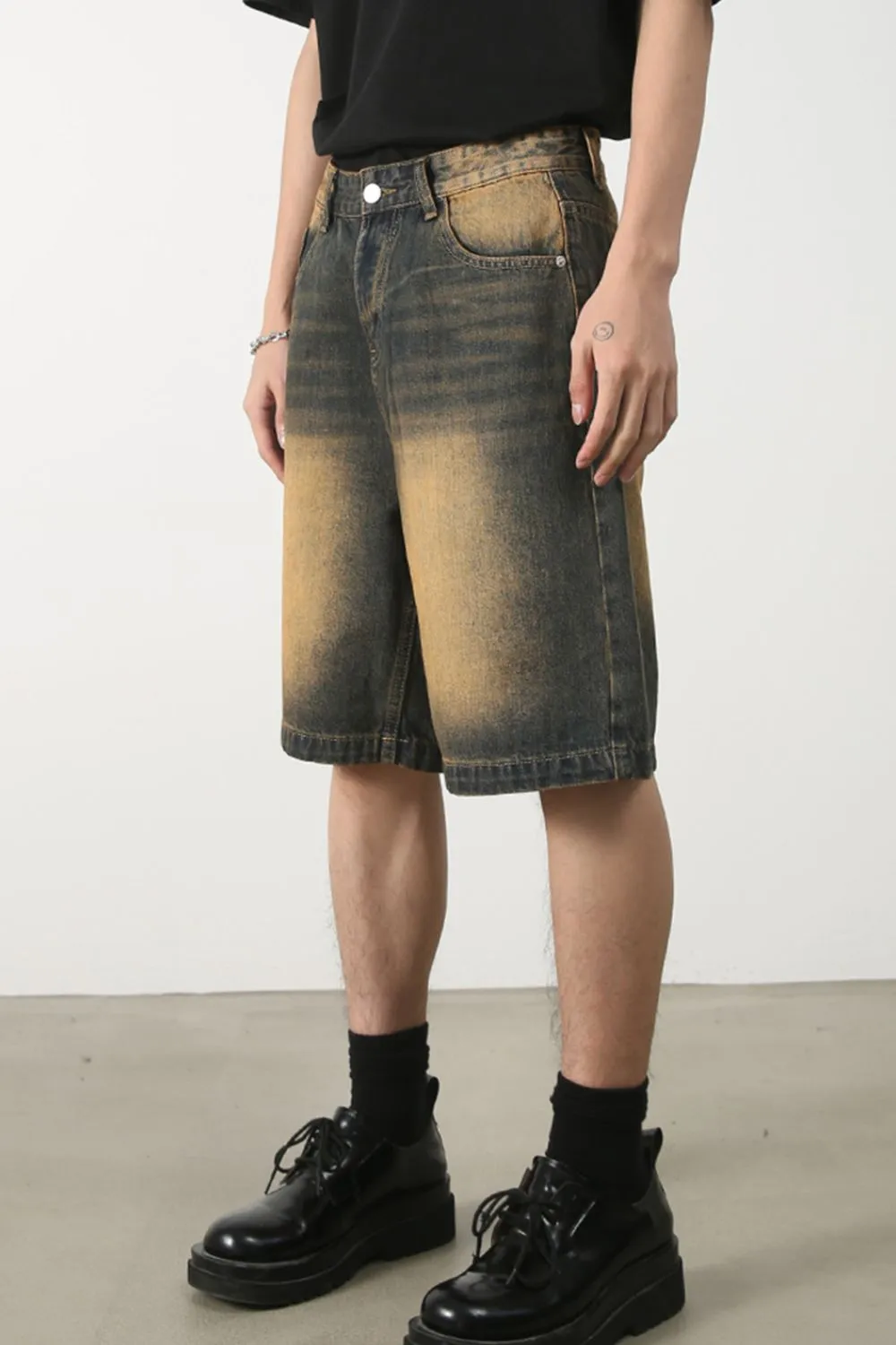 Men's Wasteland Style Demin Shorts with Pockets, image 4