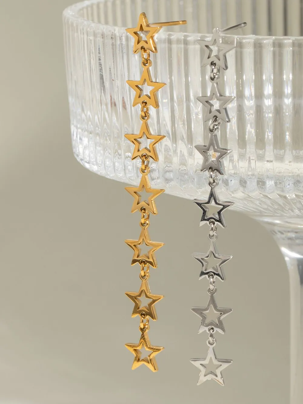 Stainless Steel Cutout Star Earrings, image 2