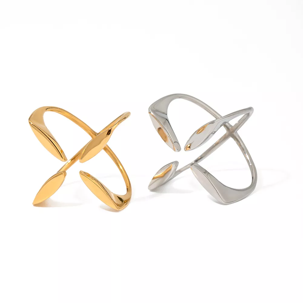 Stainless Steel Crisscross Open Ring, image 10