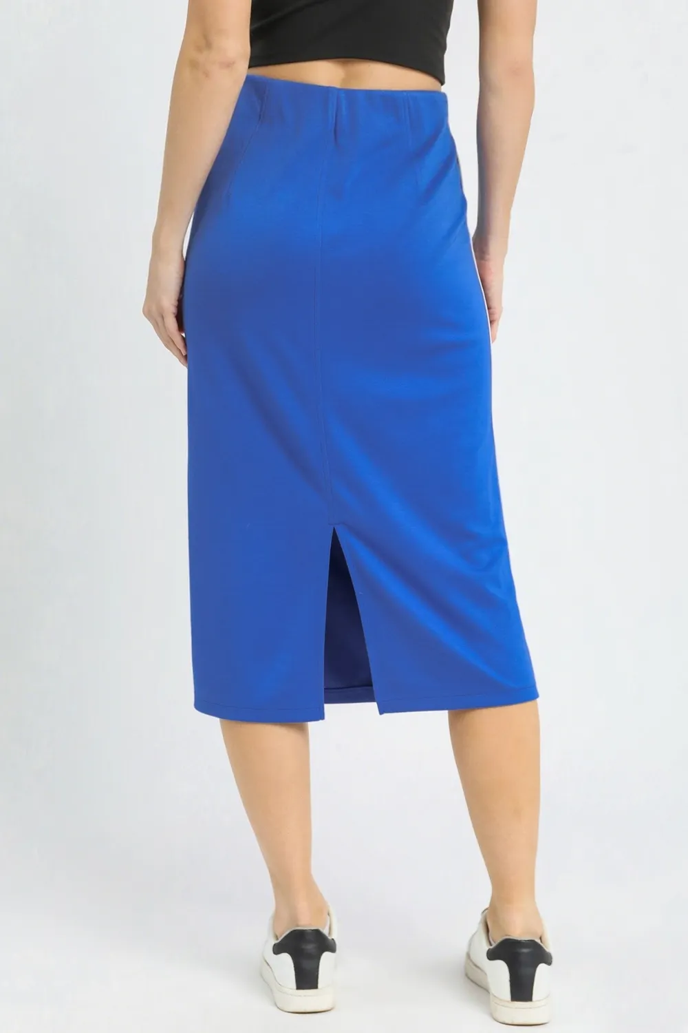 Midi Pencil Skirt with Contrast Piping Detail, image 2