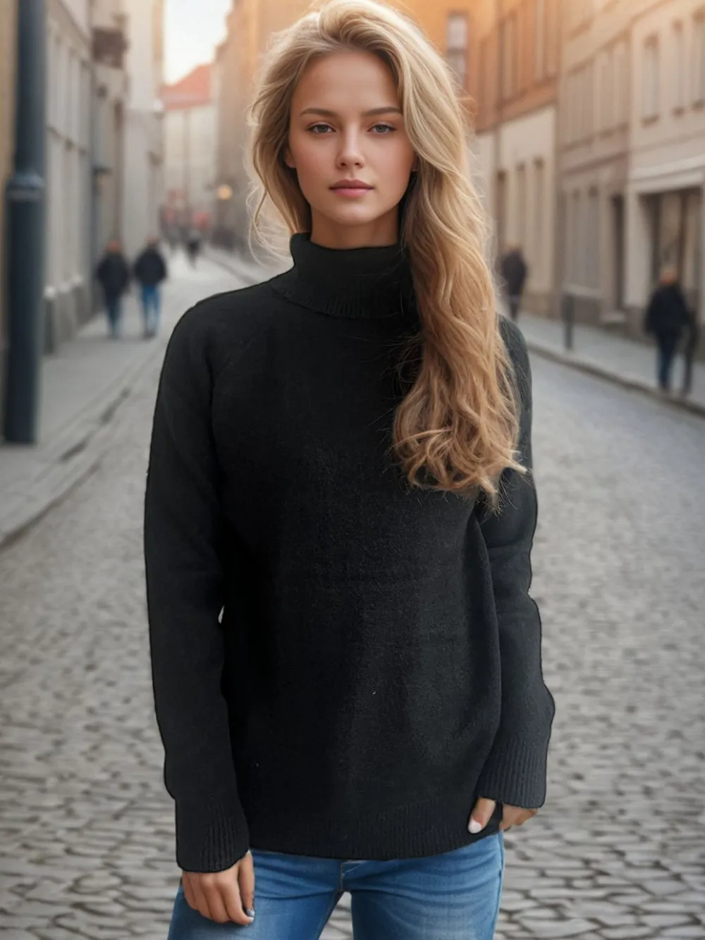 Solid Color Turtleneck Long Sleeve Sweater, image 10