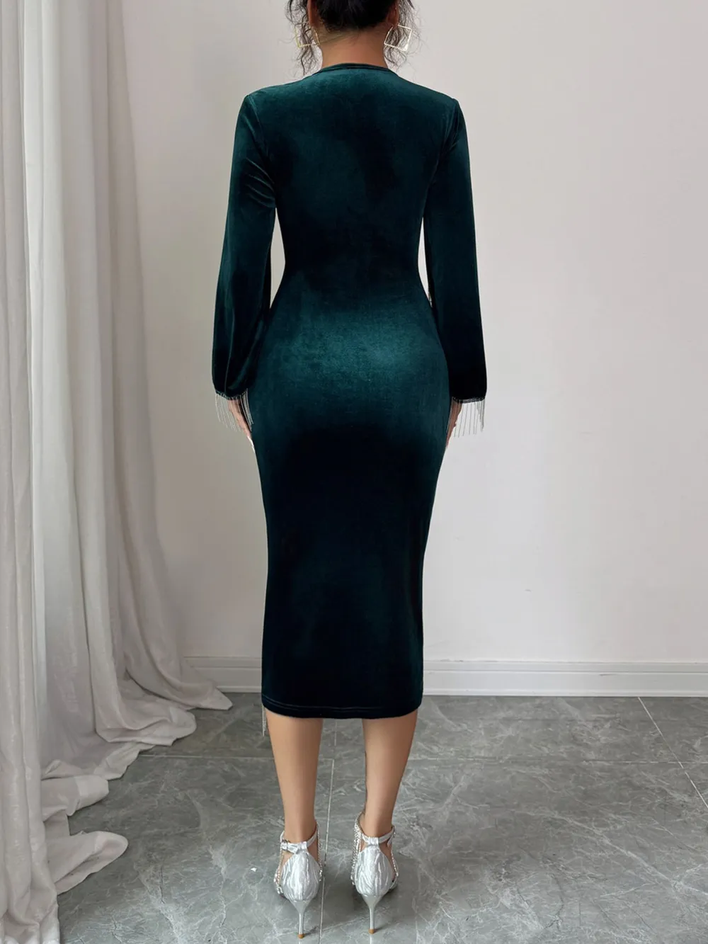 Round Neck Slit Sleeve Dress, image 4