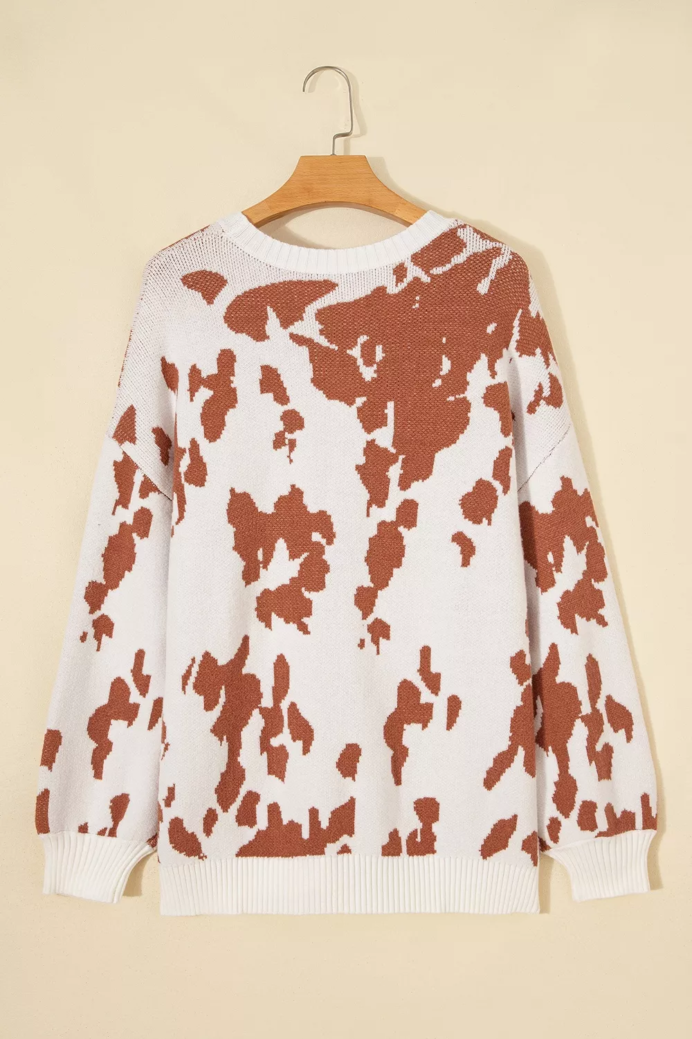 Abstract Print Drop Shoulder Long Sleeve Round Neck Sweater, image 7