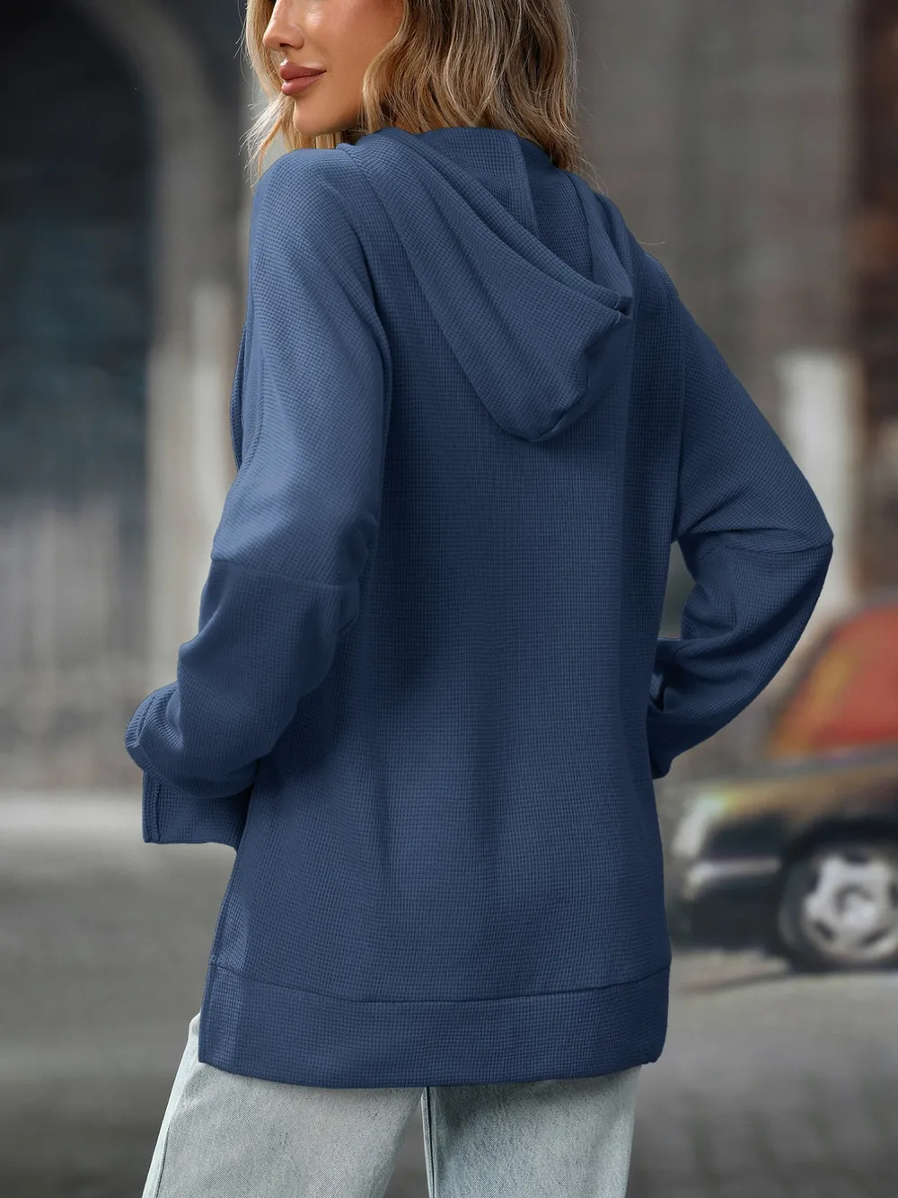 Textured Drawstring Long Sleeve Hoodie, image 24