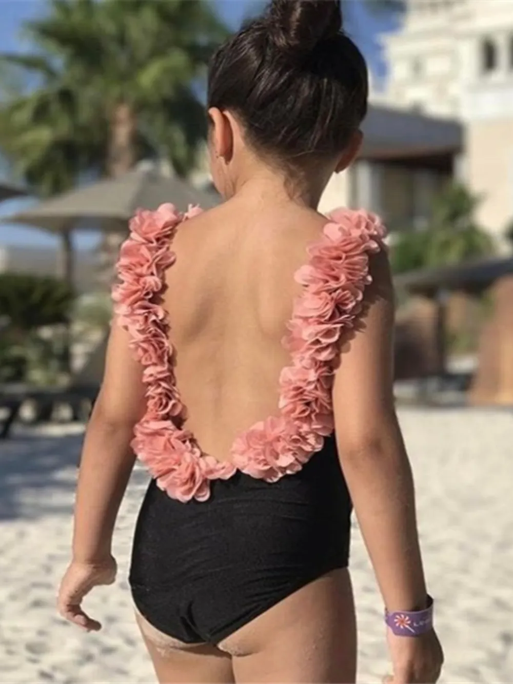Backless Petal Strap Parent-Child Swimsuit, image 2
