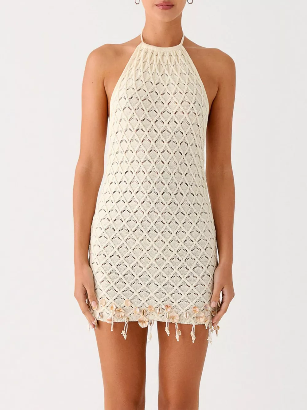 Openwork Halter Neck Mini Dress, image 3