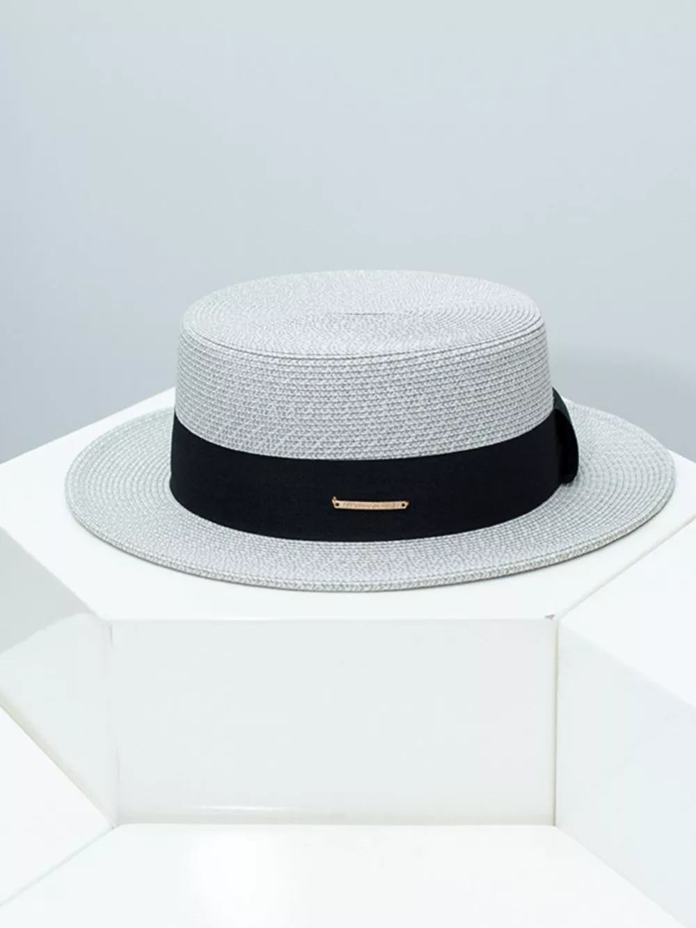 Straw Boater Hat with Ribbon, image 3