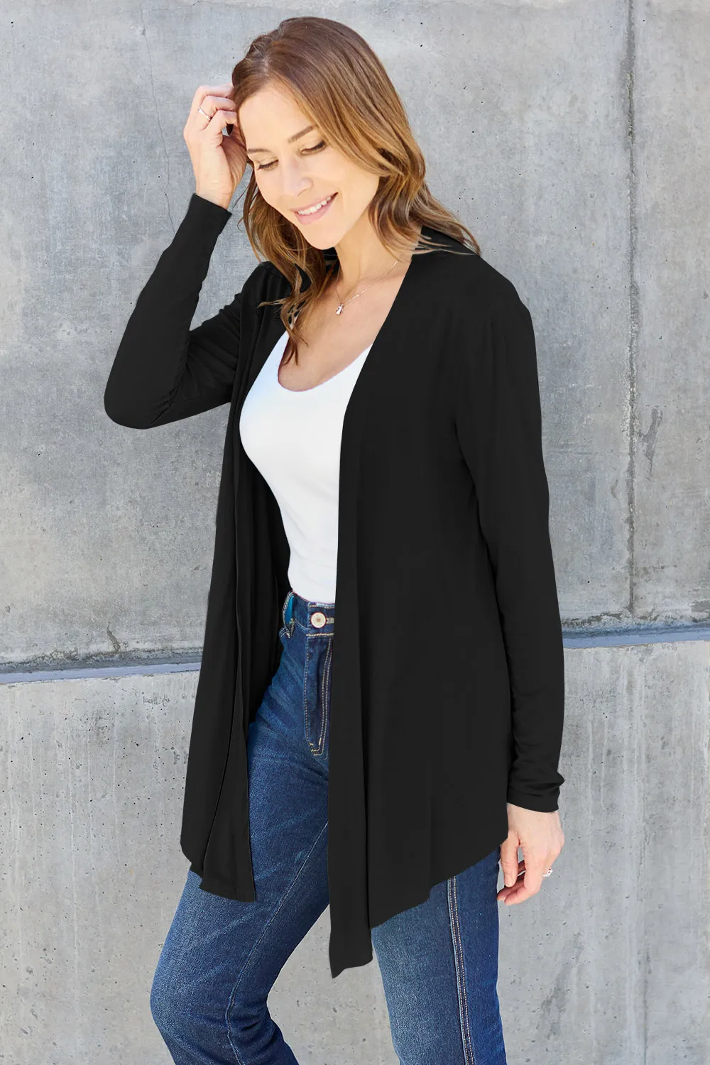 Full Size Open Front Long Sleeve Cardigan, image 8