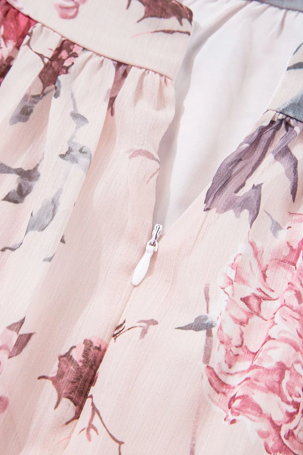 Floral Pleated Deep V Backless Maxi Dress, image 6