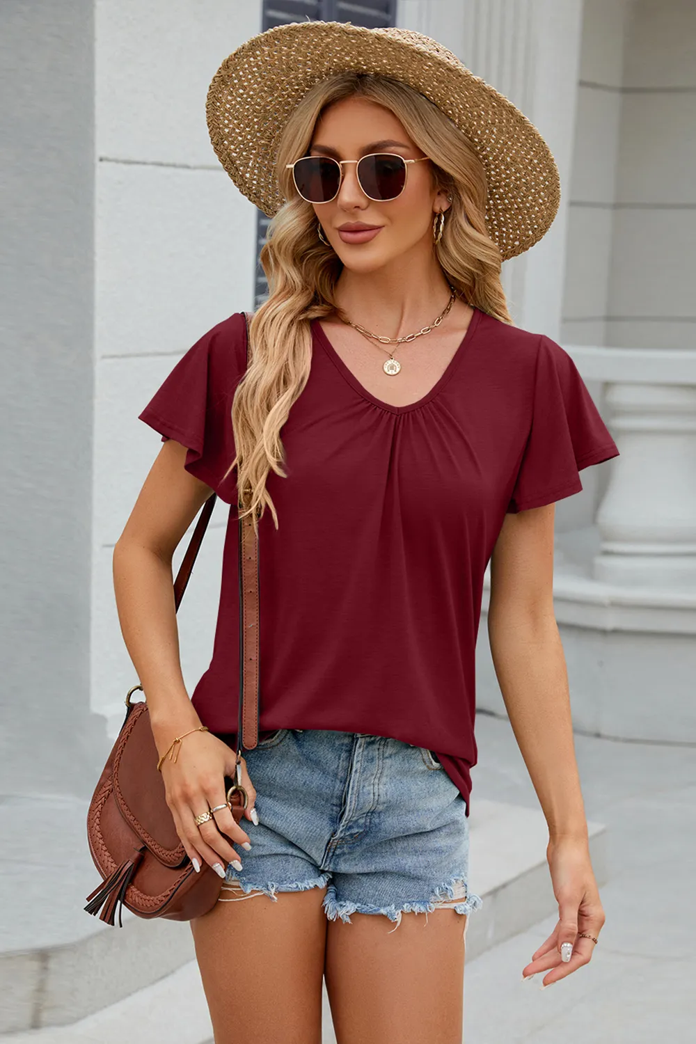 V-Neck Short Sleeve T-Shirt, image 15
