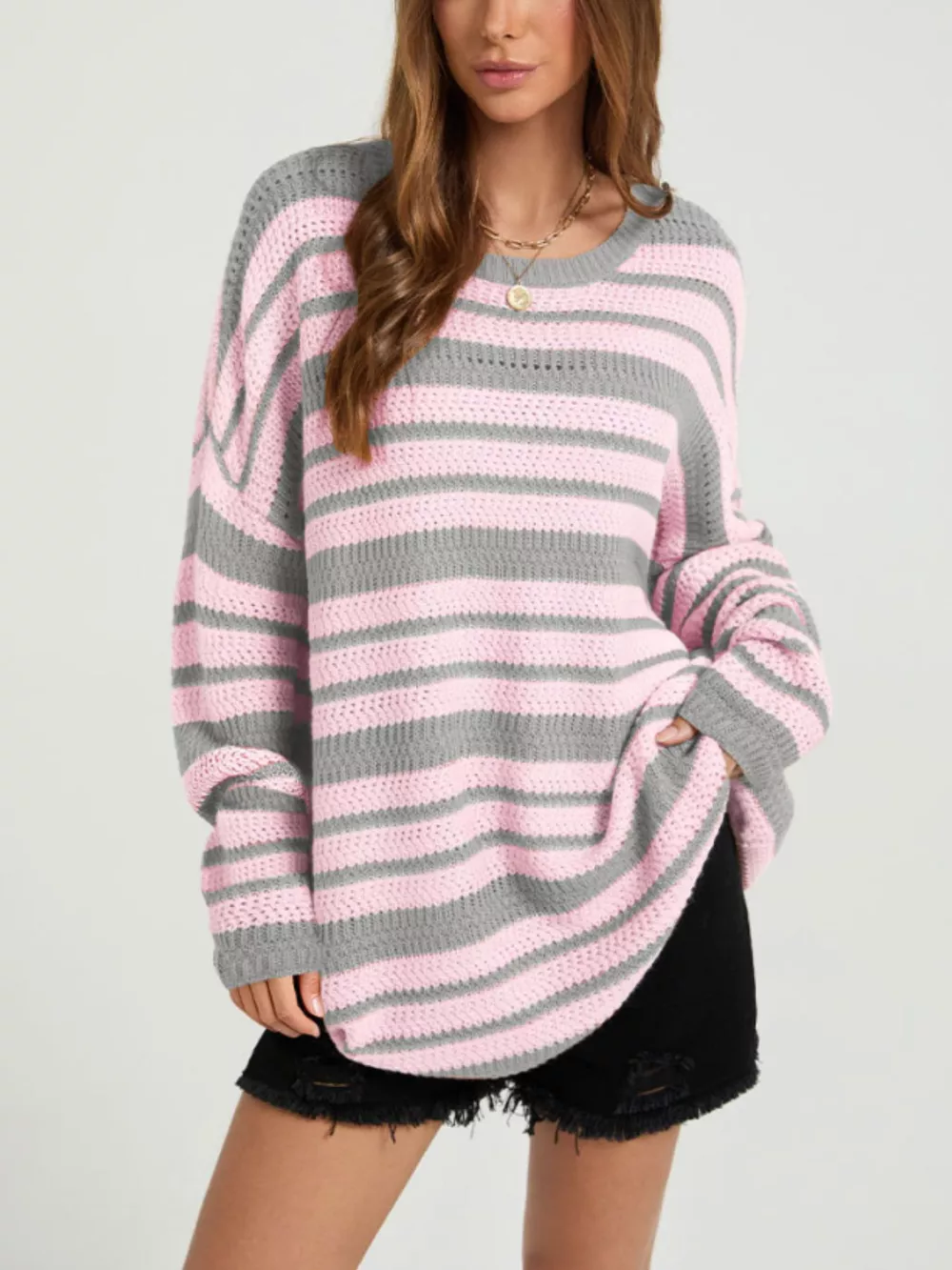 Striped Drop Shoulder Sweater, image 2