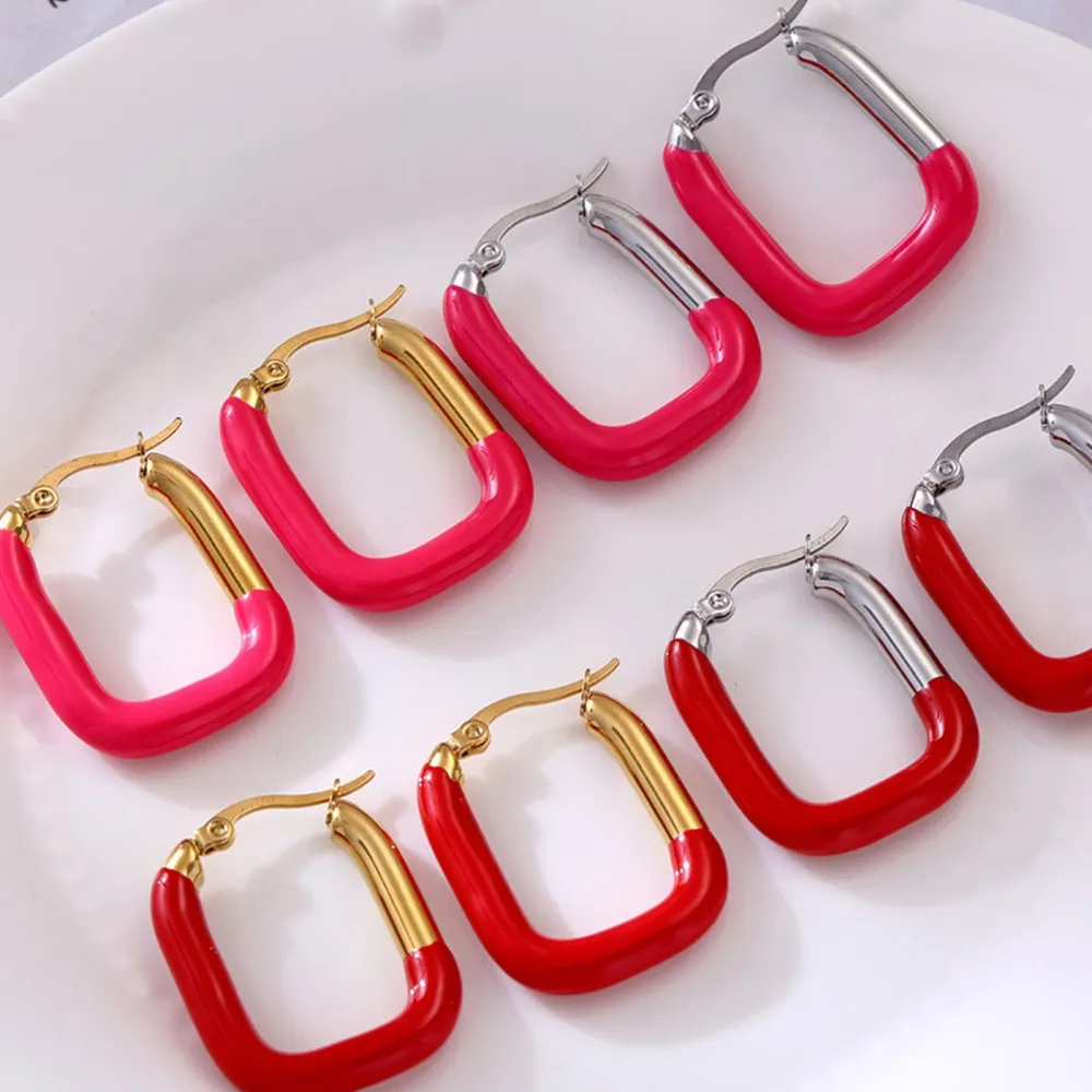 Stainless Steel Drip Oil Contrast Earring, image 10