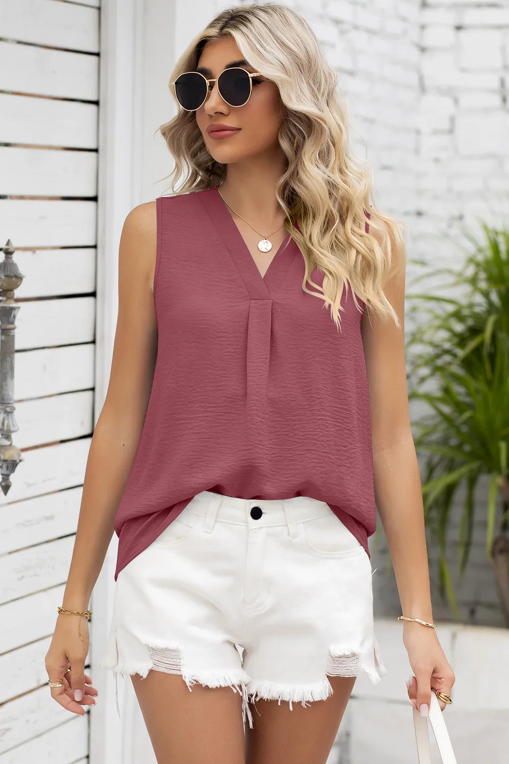 Texture V-Neck Sleeveless Top, image 11