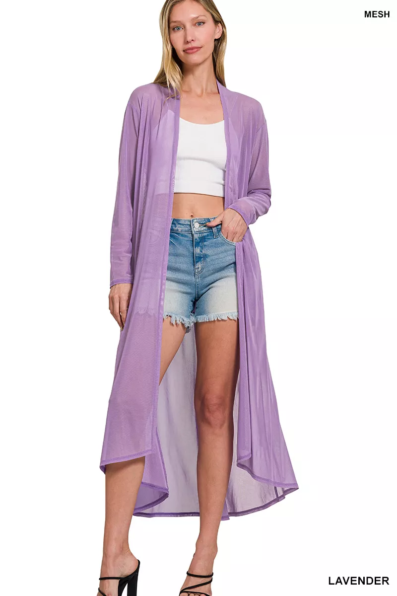 Mesh Open Front Cardigan