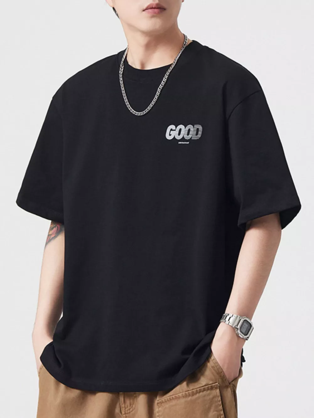Men's Plus Size Round Neck Short Sleeve T-Shirt, image 2