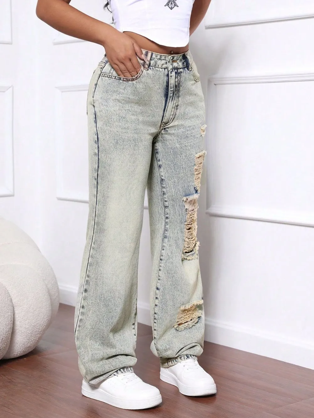 Distressed High Waist Jeans, image 4