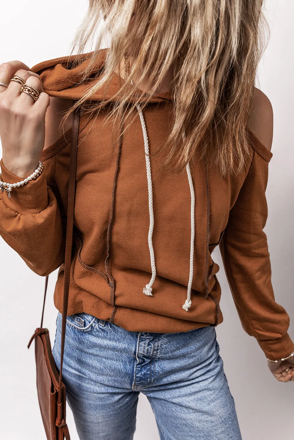 Cold Shoulder Long Sleeve Hoodie, image 4
