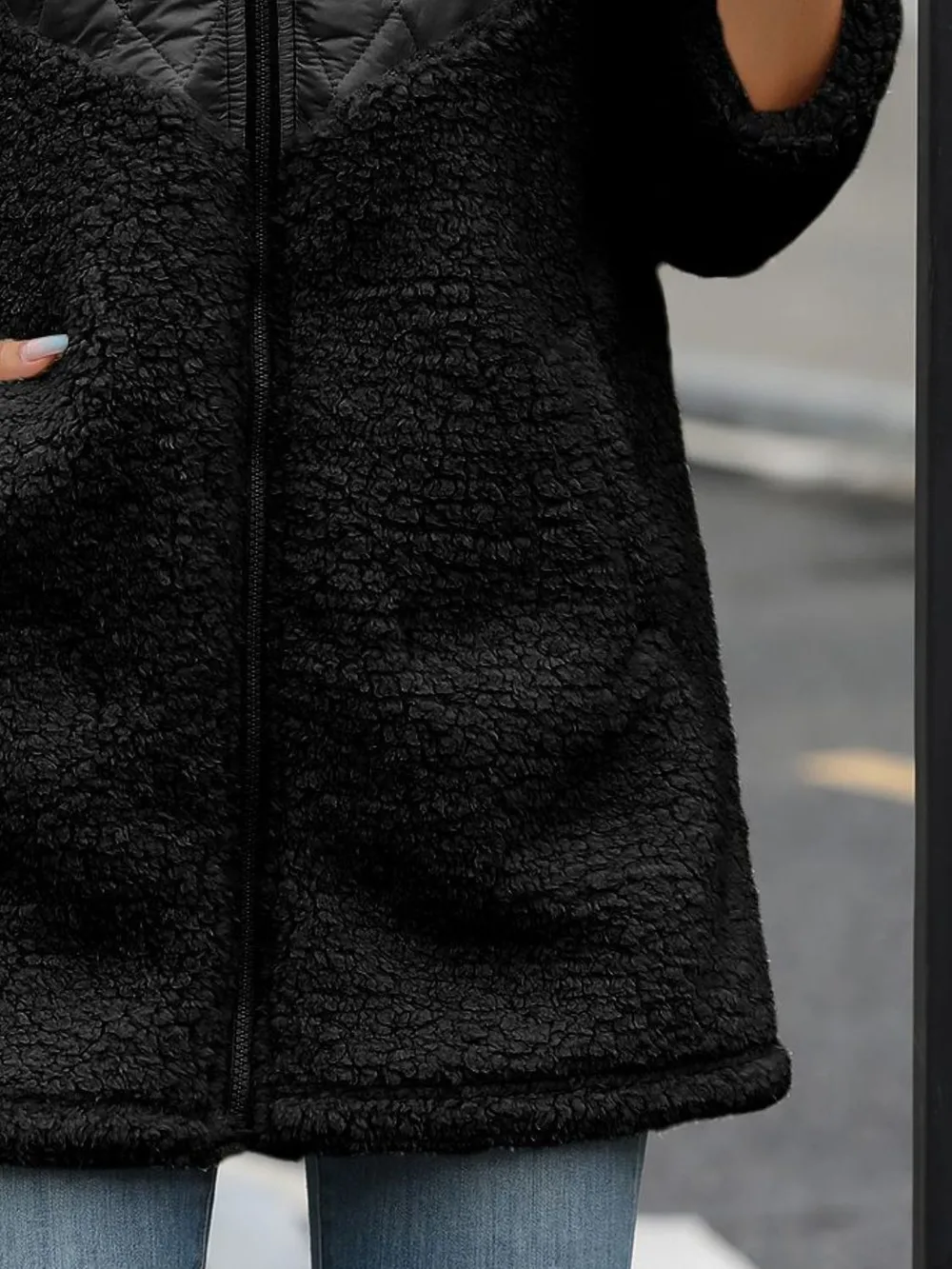 Fuzzy Zip Up Long Sleeve Hooded Jacket, image 10