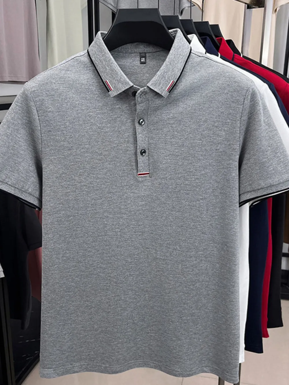 Men's Plus Size Button Detail Short Sleeve Polo, image 6
