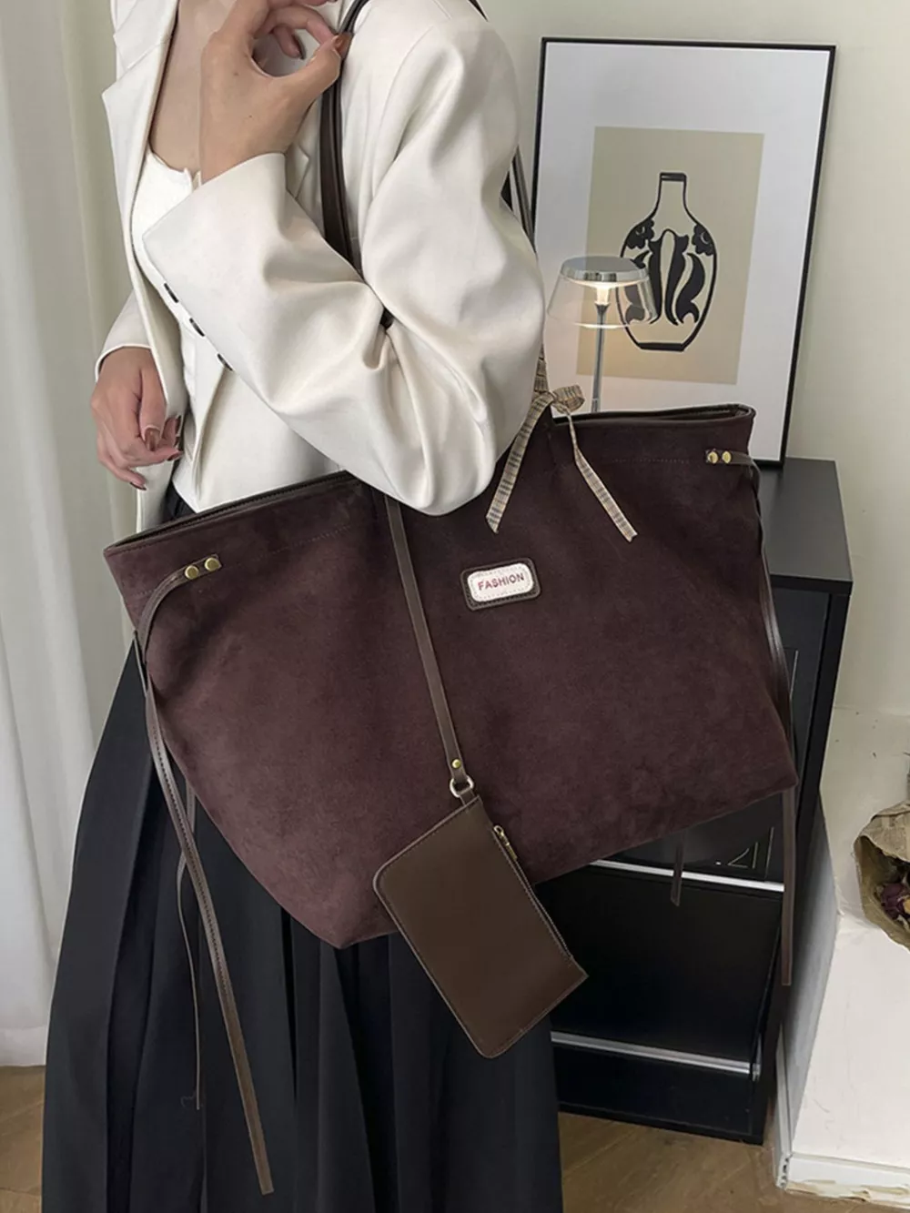 Vintage Suede Tote Bag
