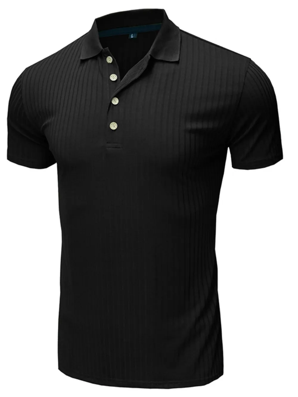 Men's Ribbed Knit Slim Fit Polo Shirt, image 3