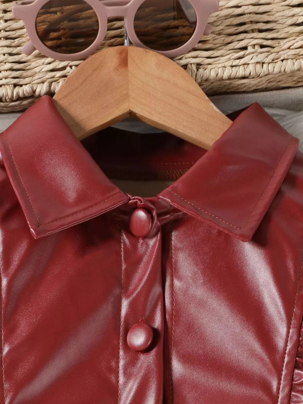 Children's Ruffled Faux Leather Top and Skirt Set, image 10