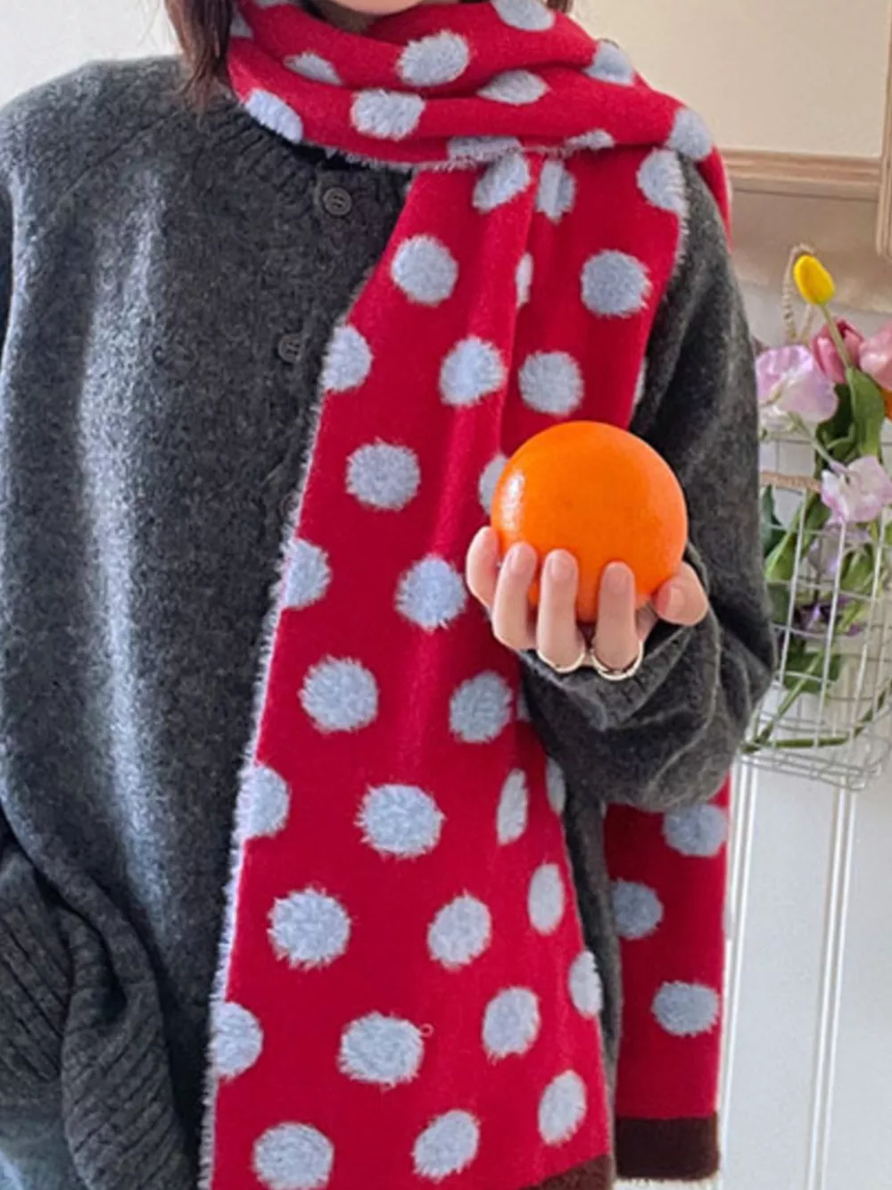 Fuzzy Polka Dot Scarf, image 4