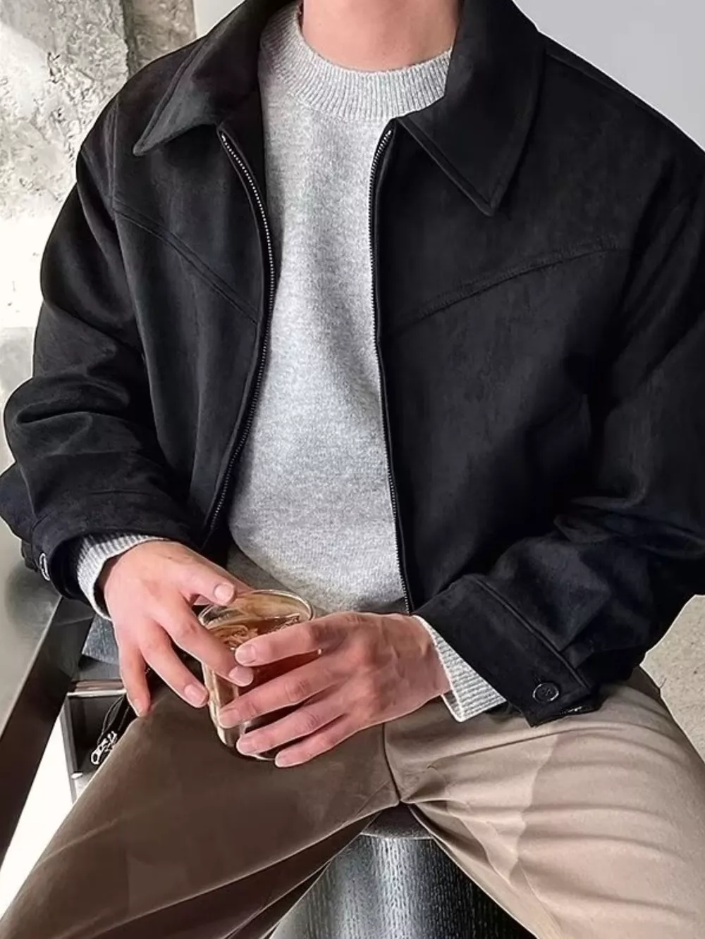 Men's Plus Size Zip Up Casual Jacket, image 8
