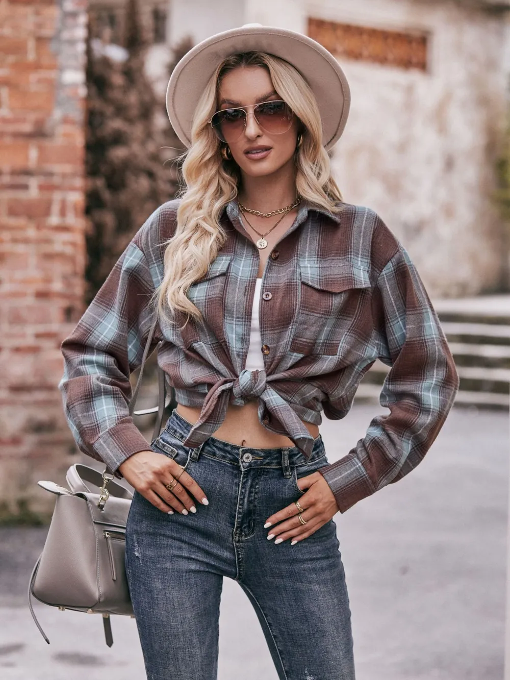 Plaid Button-Down Long Sleeve Shirt, image 8