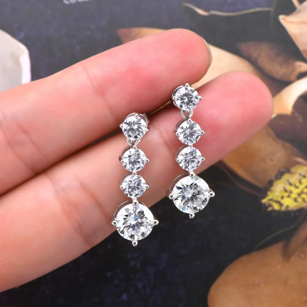 4 Carat Moissanite 925 Sterling Silver Earrings, image 5