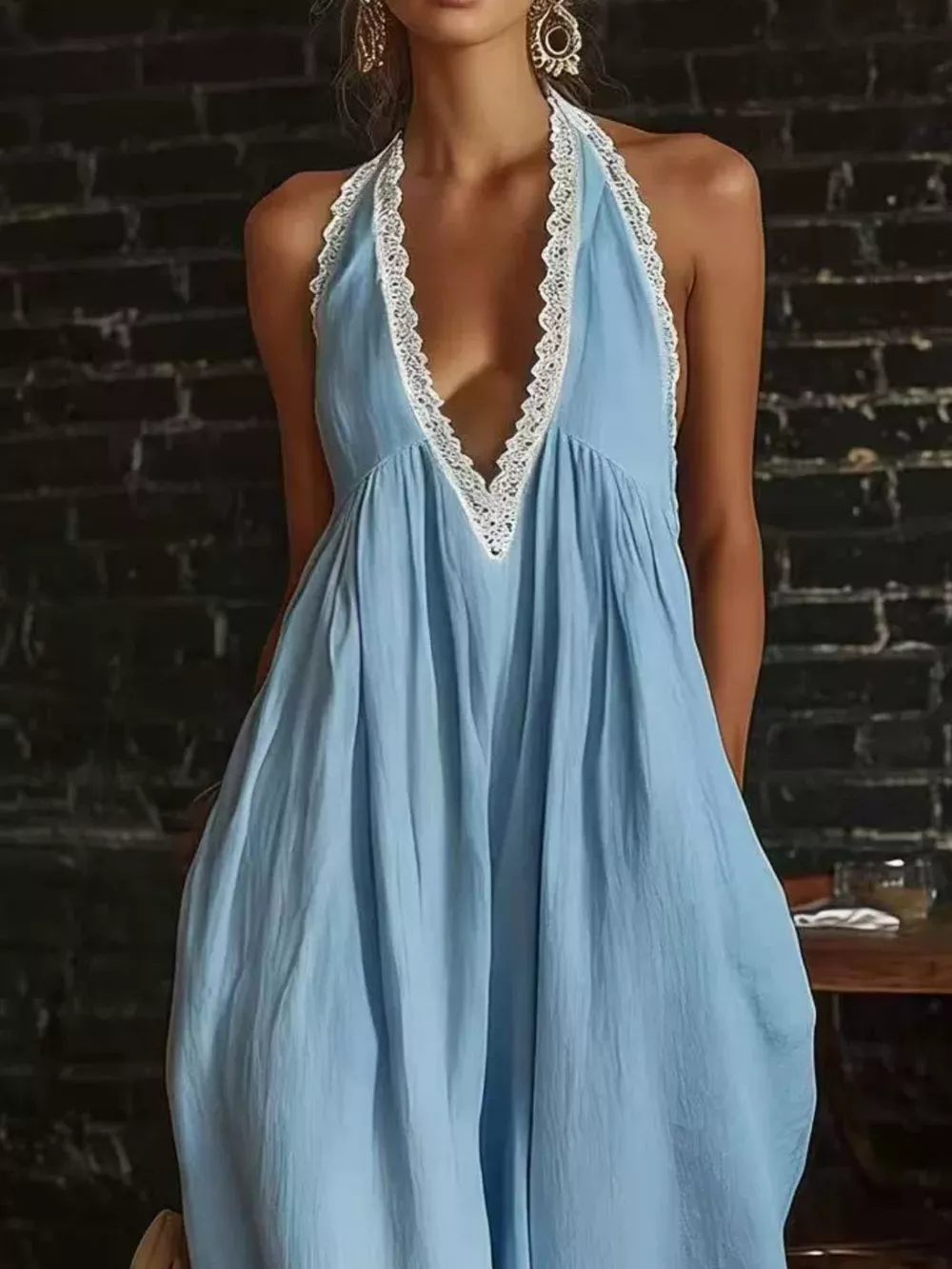 Full Size Lace Trim Wide-Leg Jumpsuit Plus Size, image 11