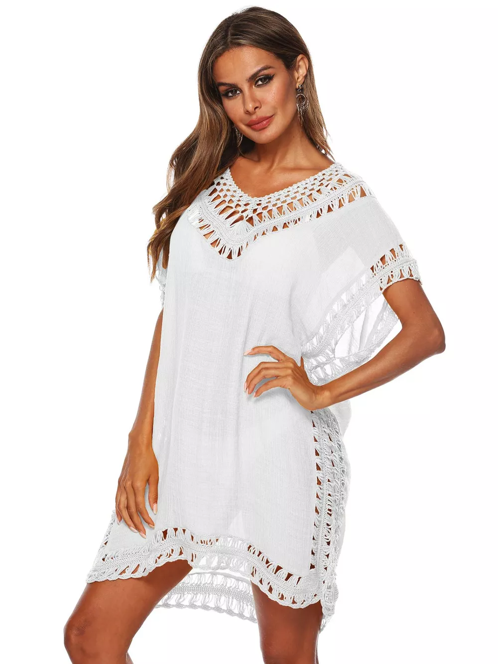 Crochet Trim V-Neck Cover-Up Dress, image 7