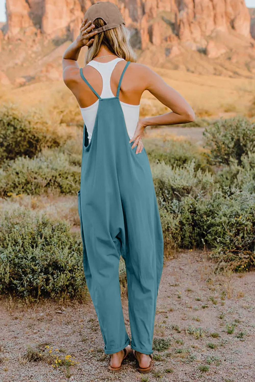 Full Size V-Neck Sleeveless Jumpsuit with Pockets, image 12