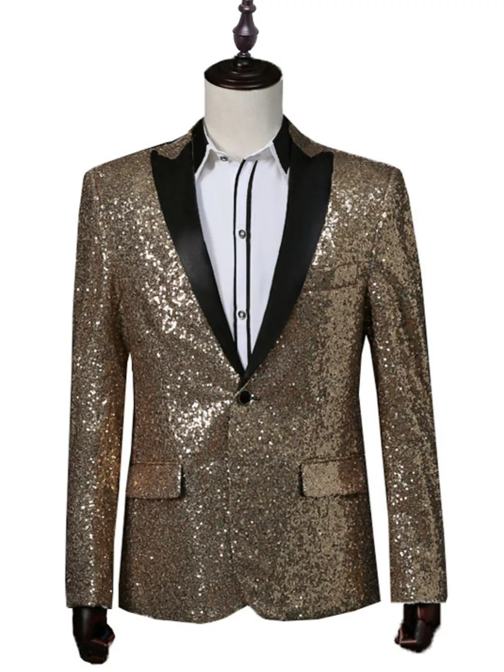 Men's Full Size Sequin One Button Long Sleeve Blazer Plus Size, image 7
