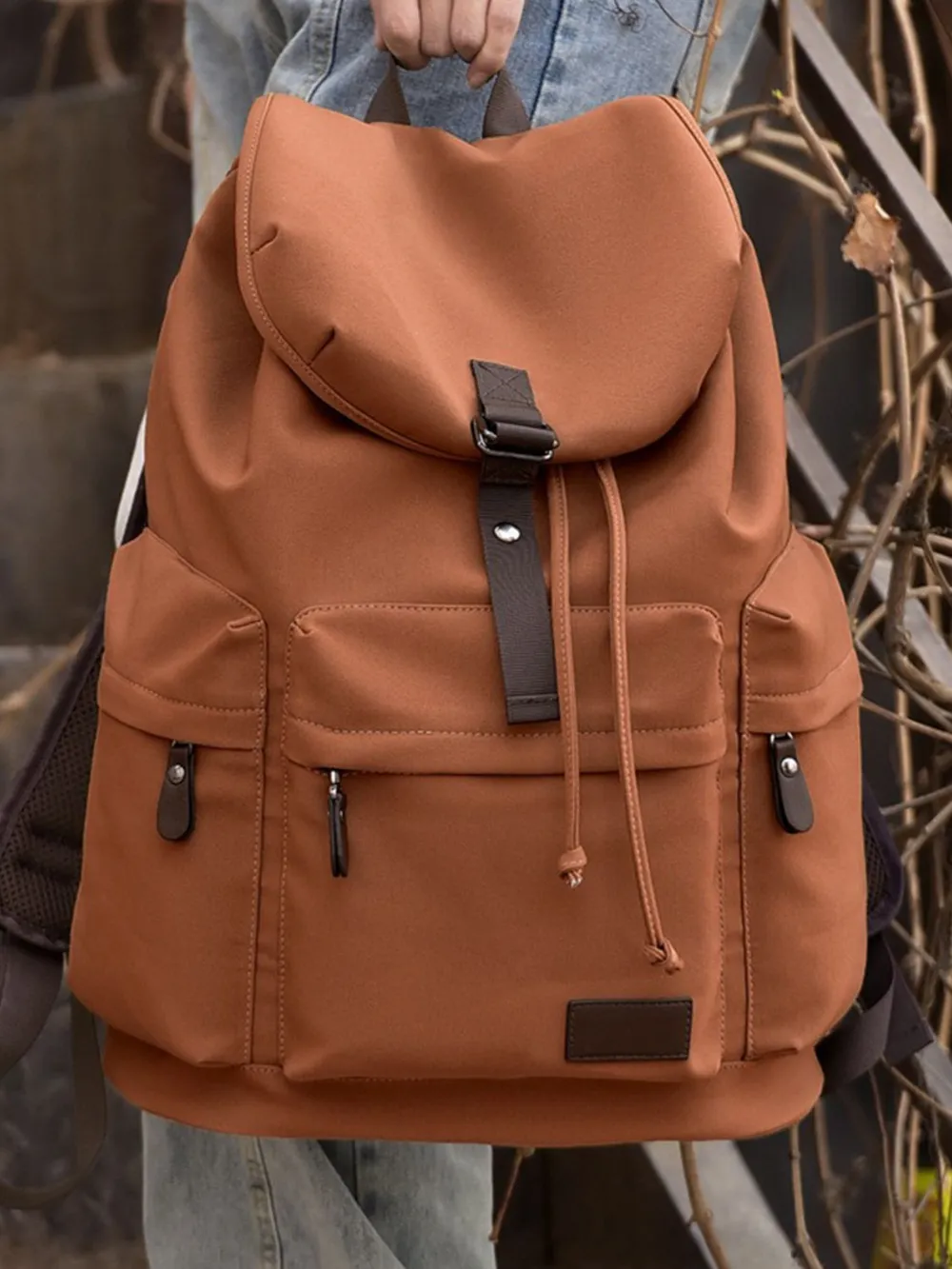 Multi Pockets Adjustable Strap Canvas Backpack Bag, image 4