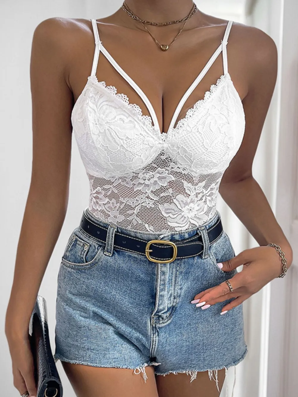 Spaghetti Strap Lace Bodysuit, image 4