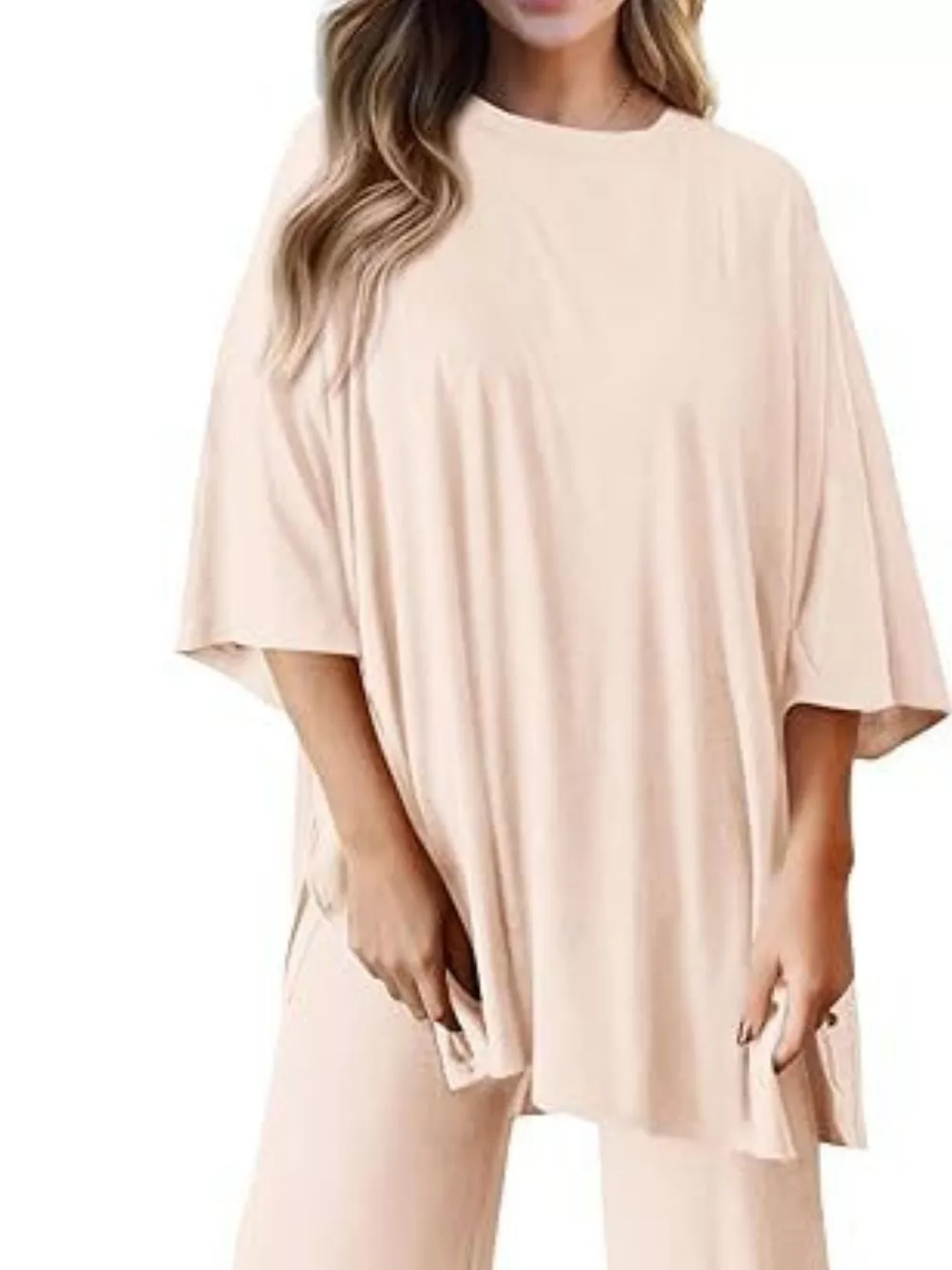 Relaxed Fit Round Neck Top and Pants Two-Piece Set, image 5