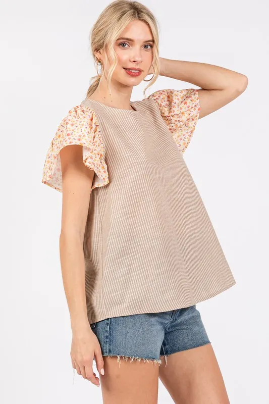 Ces Femme Round Neck Floral Short Sleeve Top, image 5