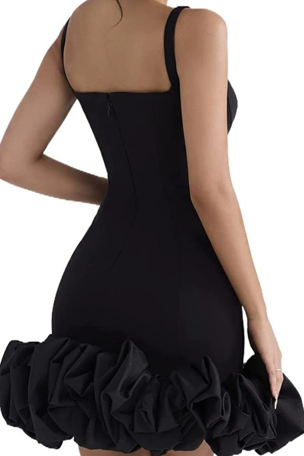 Ruched Square Neck Sleeve Mini Dress, image 7