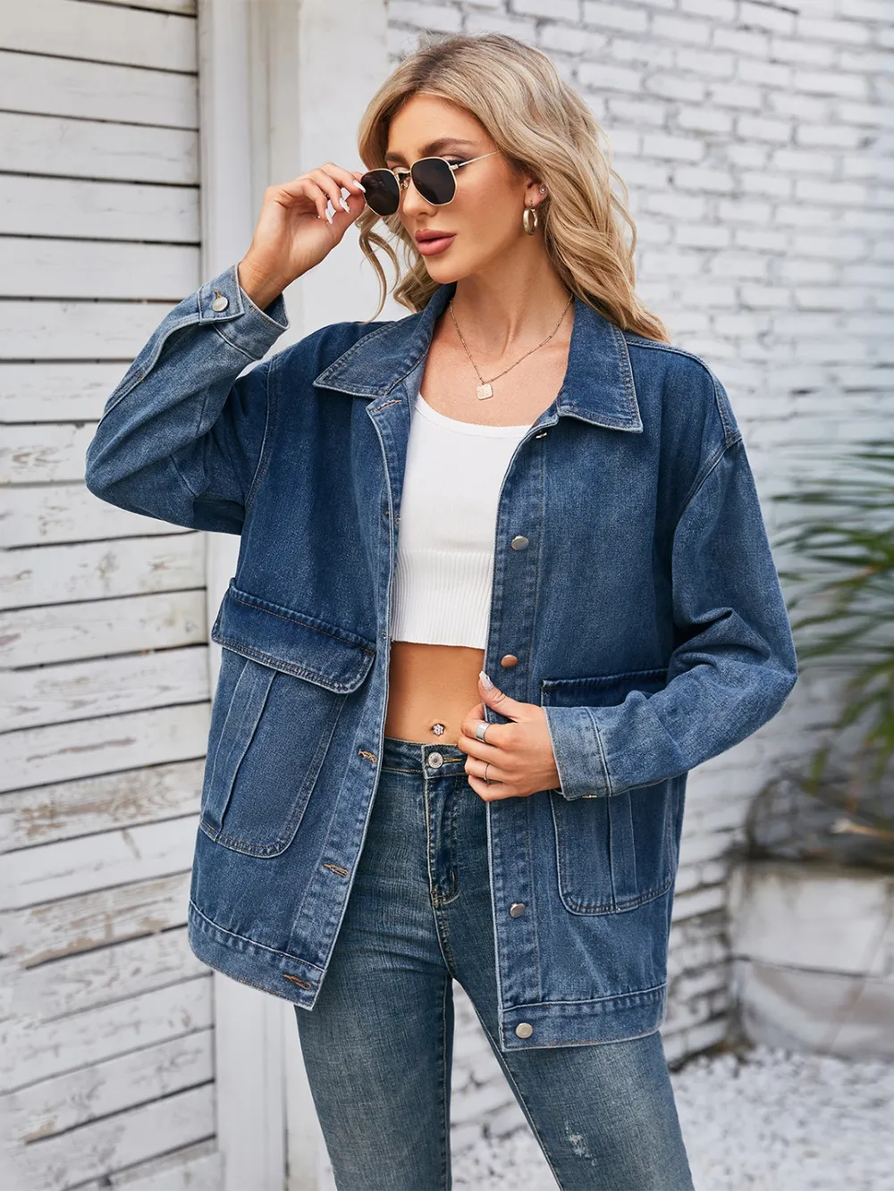 Button Up Long Sleeve Denim Jacket, image 8