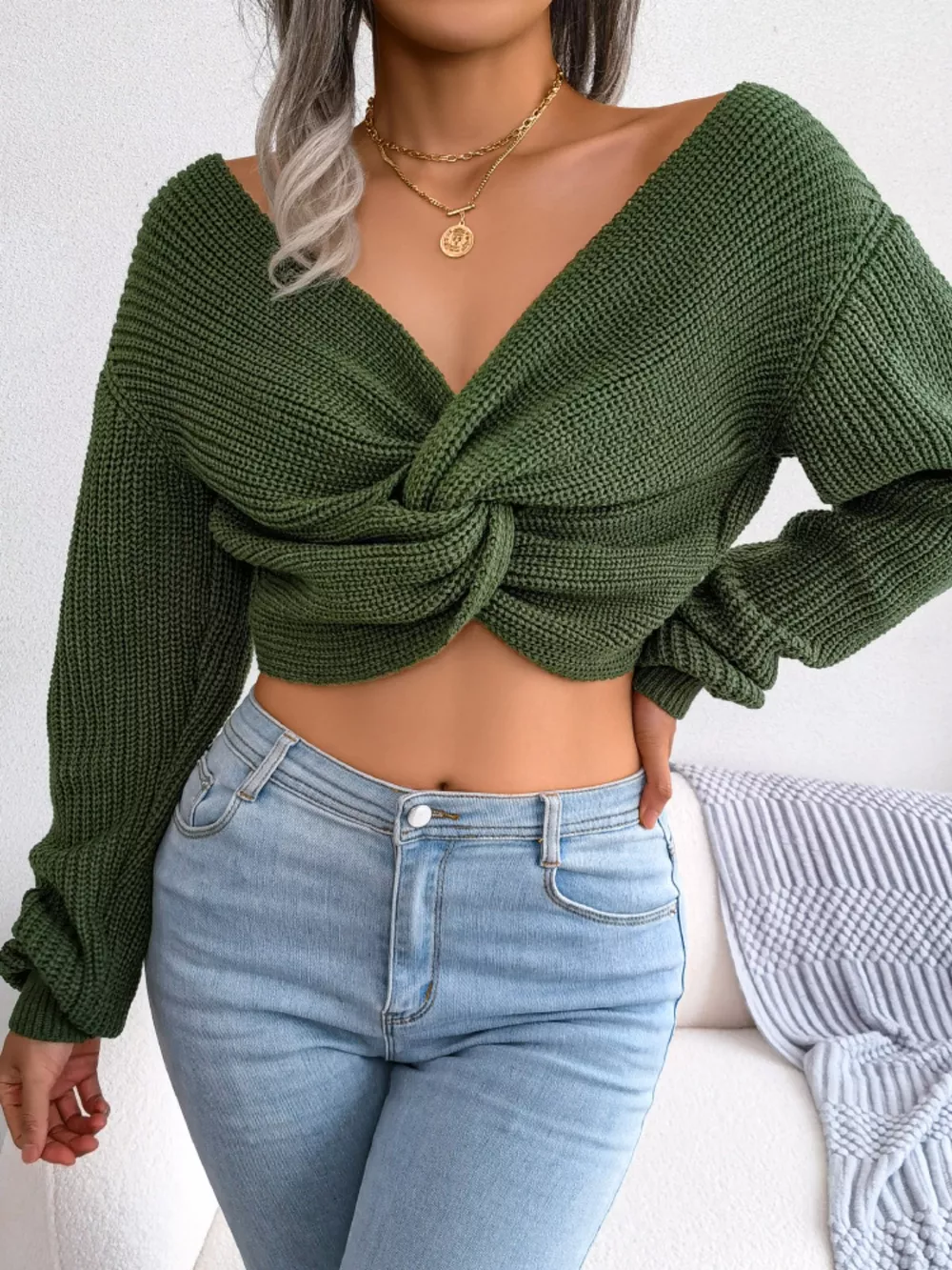 Twisted Front Cropped Sweater, image 8