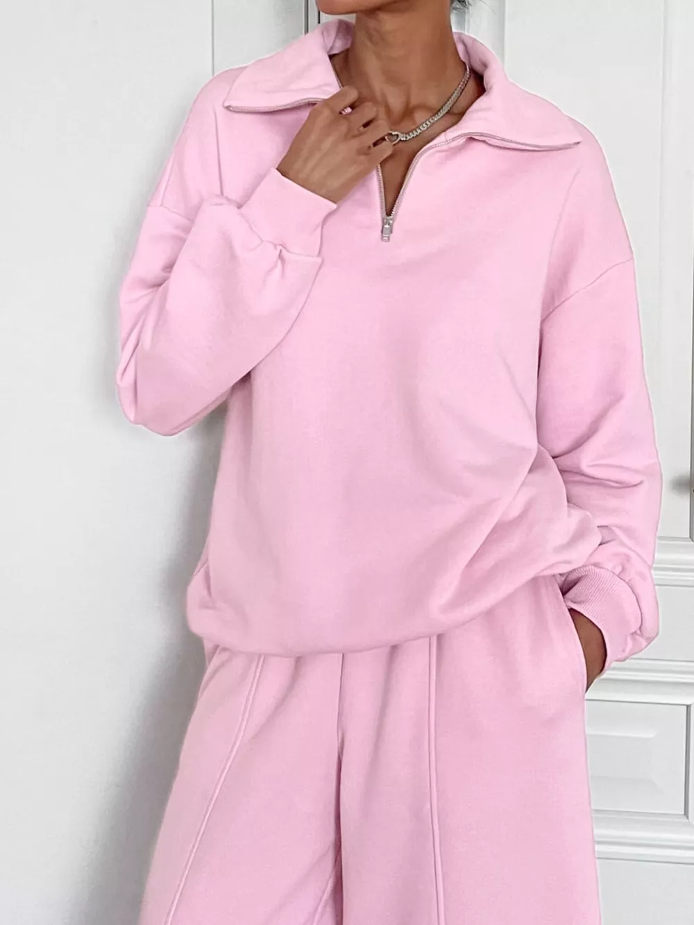 Quarter Zip Long Sleeve Top and Pants Set, image 4