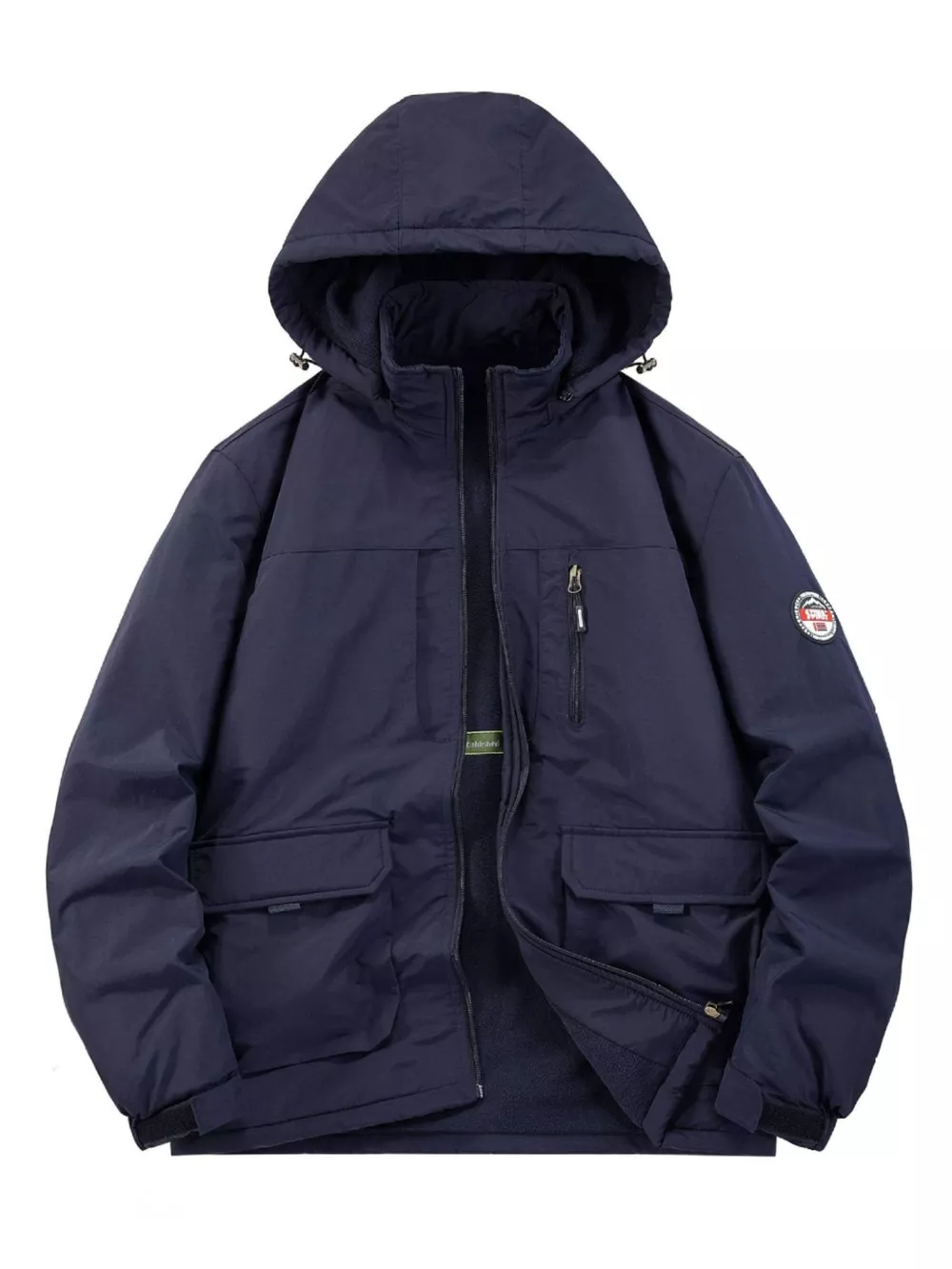 Men's Plus Size Zip Up Hooded Outdoor Jacket, image 2